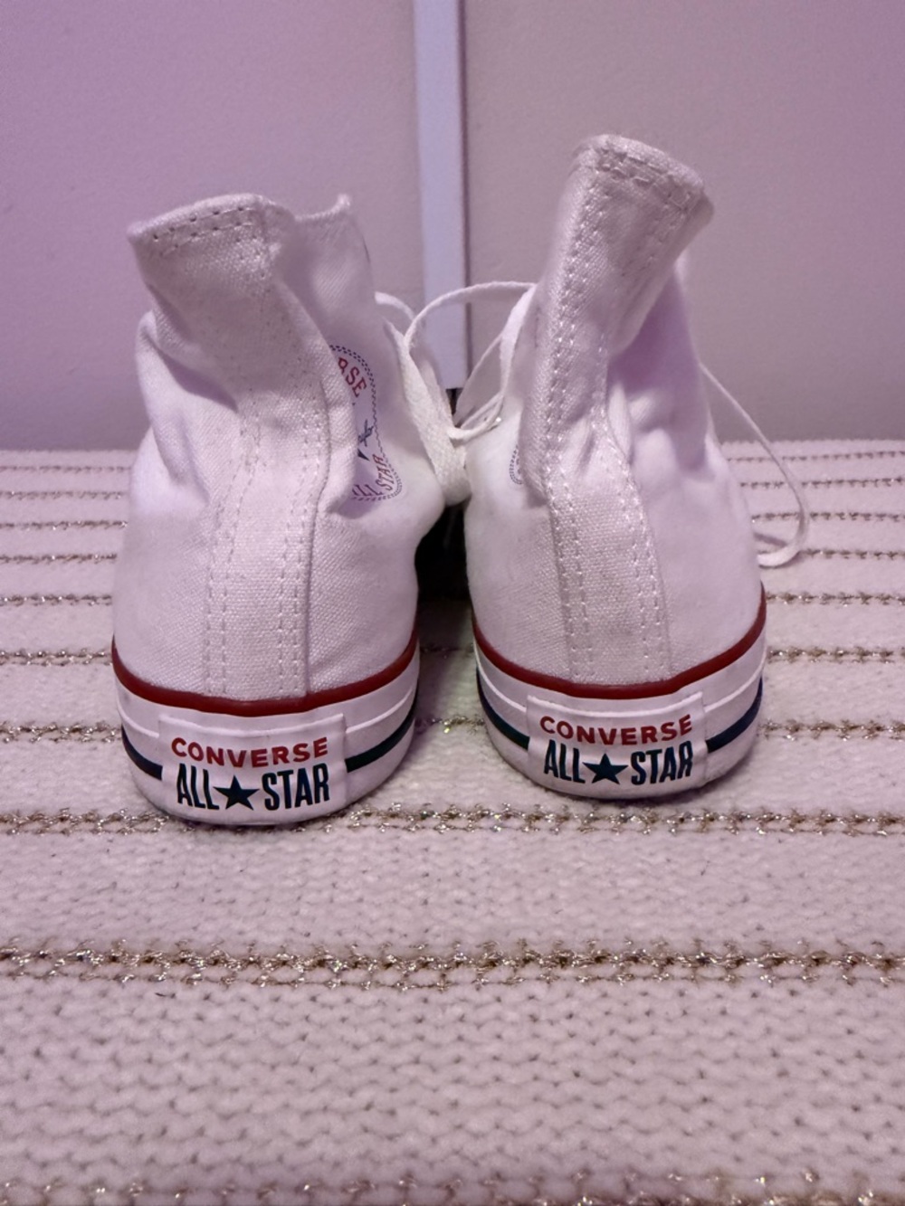 Converse White High-Top Sneakers with Red & Blue Accents - Picture 2 of 4